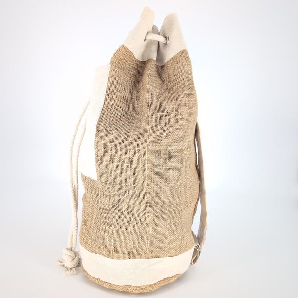 DiSaronno Velvet Cream Canvas Drawstring Bucket Bag / Backpack with Pocket - NEW - Picture 12 of 14